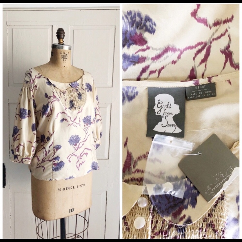 Girls from Savoy Anthropologie Floral Blouse NWT 8